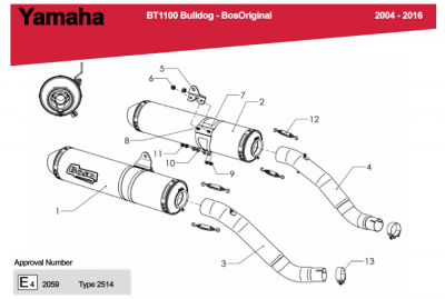 Auspuff BOS Original Yamaha BT 1100 Bulldog